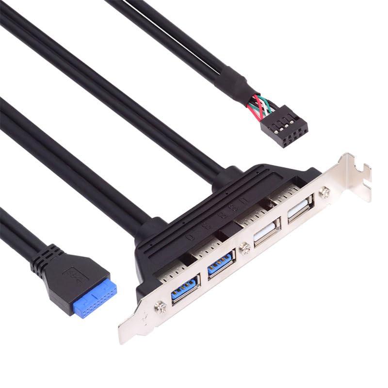 NFHK 内部 4 USB2.0 & USB 3.0 メス マウント パネル マザーボード 9 ピン 19 ピン 20 ピン バッフル ケーブル PCI ブラケット付き