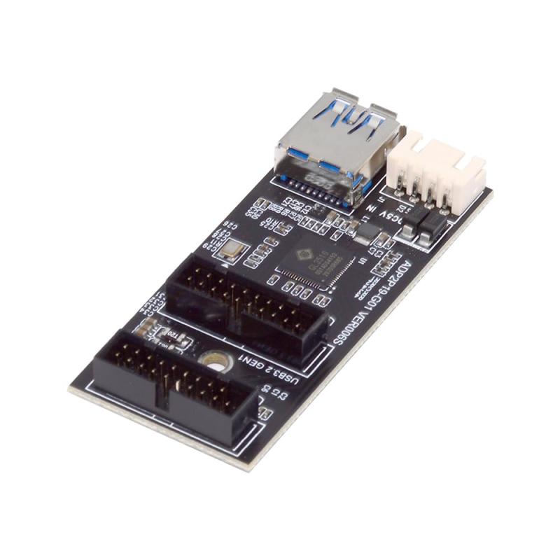 NFHK 19/20ピンヘッダーからUSB 3.0 20ピンデュアルポートメスPCBAタイプアダプタースプリッターハブ5Gbps