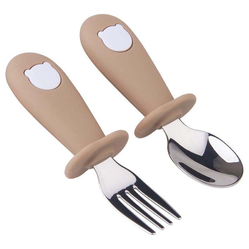 赤ちゃん用ベビースプーンフォークセット 幼児用スプーンフォーク 握りやすい初めての離乳食用具 離乳食 訓練 自分で食べる 12カ月以上へ ベビースプーンセット