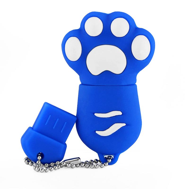 肉球型USBメモリー 2.0フラッシュドライブ 猫の爪 ネコの手 小型 かわいい キーホルダー コンパクト データストレージ バックアップ pc コンピューター ノードパソコン用（64GB ダークブルー