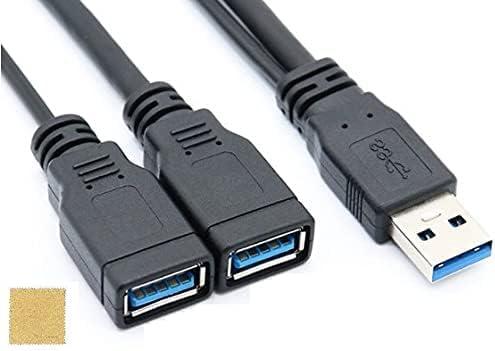 Sound Wave USB 3.0 二股ケーブル 30cm,USB 3.0 Aオスto USB 3.0 Aメス 延長ケーブル 1本で急速充電、もう1本で 高速データ転送可能&急速充電 USB3.0 A 二股ケーブル 黒色 分岐ケーブル Blac