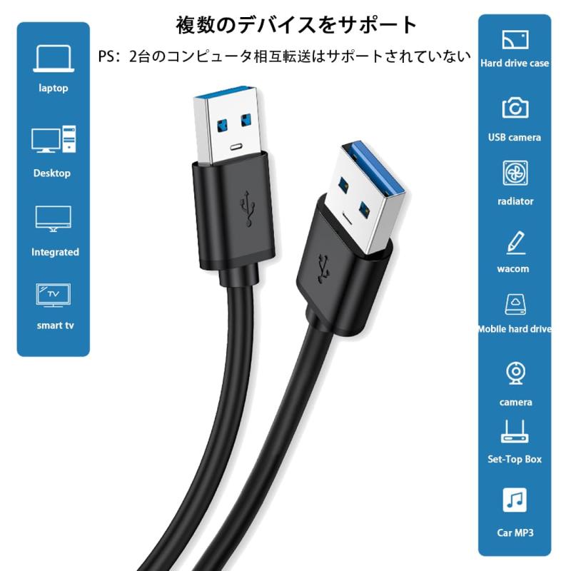 USB3.0 ケーブル USBケーブル タイプAオス- Aオス コネクタ