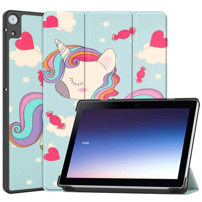 Gosento For NTTドコモ dtab d-51C / SHARP AQUOS SH-T04C 10.1インチ 2025年新型 ケース スタンド機能付き 開閉式三つ折薄型スタンドケース PUレザー カバー