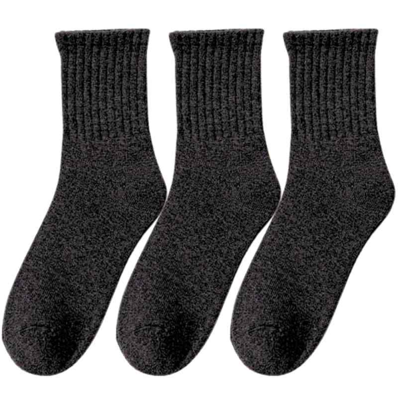 [AQshop] 【靴が履ける厚みの厚手靴下】 メンズ 靴下 パイル ソックス 足首丈 リブ 外履き 3足セット