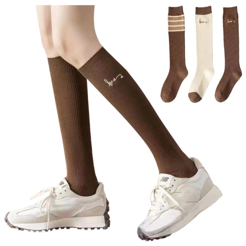 [FASELE] 靴下 ハイソックス レディース 女の子 ロングソックス クルーソックス イギリス チェック柄 美脚 JK 制服 通勤 通学 春秋冬 22－25cm