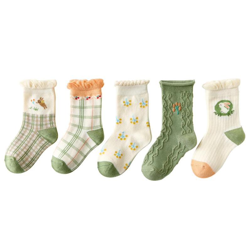 [Hapipana] キッズ ソックス 5足セット 靴下 ベビー クルーソックス 男女共用 男の子 男児 女の子 女児 小学生 子供の靴下 綿 保温 柔らかい カラフル 通学 通園 0-5歳