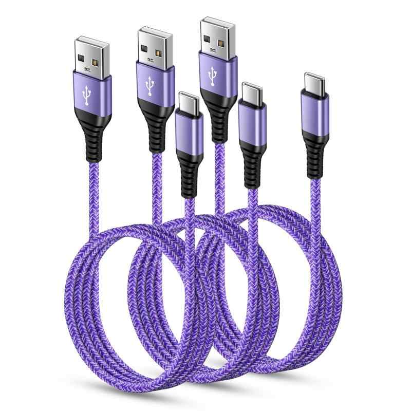 USB Type C ケーブル 【1.8m 3本*3色】 3A急速充電 QC3.0対応 タイプc充電ケーブル 高耐久 ナイロン iPhone 15充電用 USB A to USB C ケーブル タイプc 充電ケーブル iPhone15シリーズ、Xperi