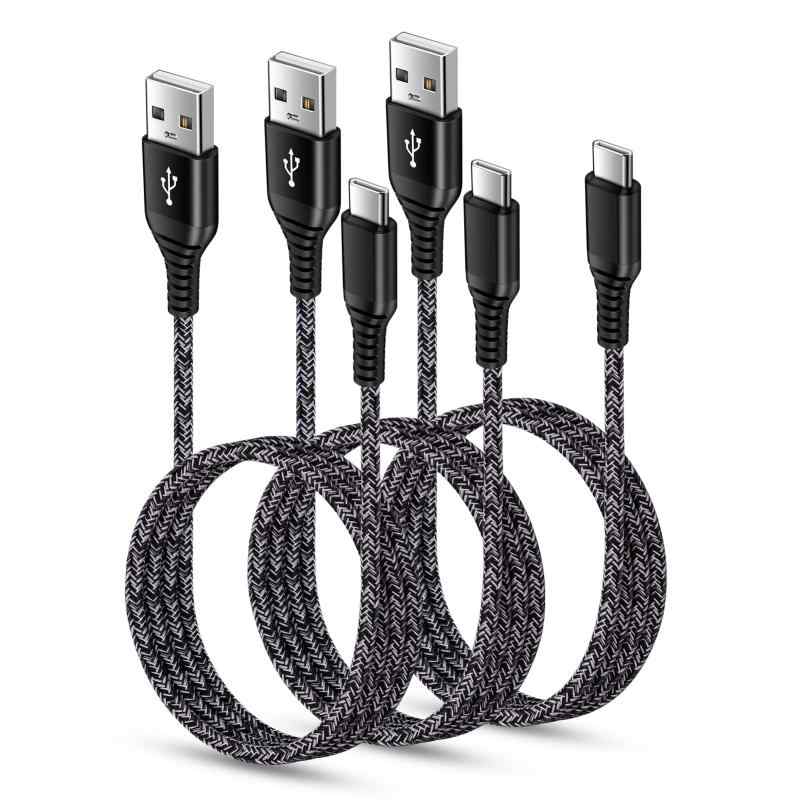 USB Type C ケーブル 【1.8m 3本*3色】 3A急速充電 QC3.0対応 タイプc充電ケーブル 高耐久 ナイロン iPhone 15充電用 USB A to USB C ケーブル タイプc 充電ケーブル iPhone15シリーズ、Xperi