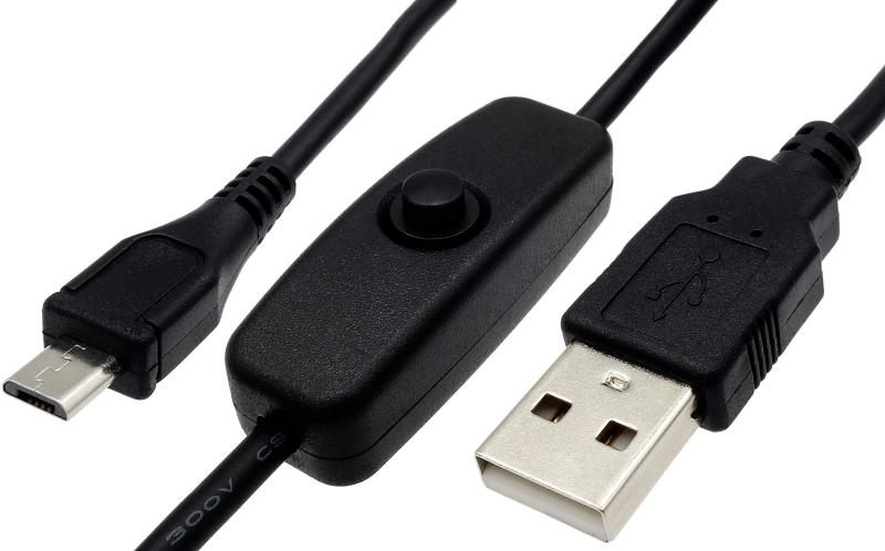 オーディオファン microUSBケーブル 電源スイッチ付き 充電のみ（データ転送不可) ブラック 1m
