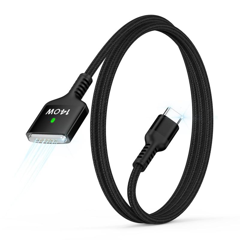Haoano 140W Macbook Air充電ケーブル 高速充電PD3.1対応 USB-C to Mag-Safe 3 磁気充電ケーブル 高耐久ナイロン 強力な磁気 Macbook air(13”/15”、M2/M3、2024/2023/2022)、