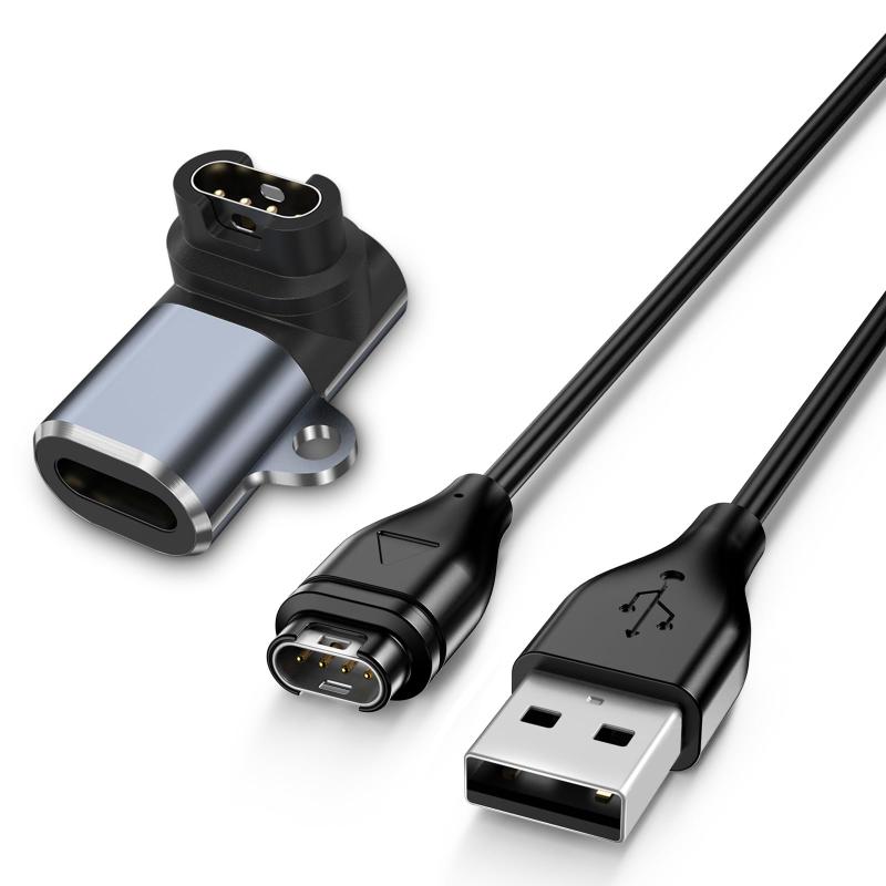 YGTBSR Garmin ガーミン用充電ケーブル + USB 変換アダプターL型 高速データ転送 急速充電ケーブル 対応 ForeAthlete 945 935 245 55、Vivoactive 3 4 4S、Fenix 7 7S 7X 6 6S 6