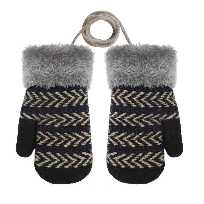 [Afindern] キッズ ニット手袋 ミトン 男の子 ベビーグローブ 1-4歳 裏起毛 厚手 保温 あったか 紐付き 防風 防寒対策 スキーウェア 雪遊び おでかけ 通学 通園 男の子 3色