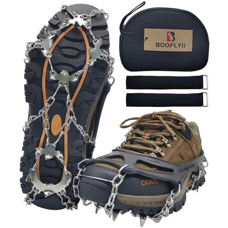 アイゼン 19本爪 チェーンスパイク 滑り止め 耐久性 軽アイゼン 登山 雪山 凍結道路 ハイキング トレッキング 氷釣り チェーンアイゼン 簡単装着 収納便利 男女兼用 + 収納袋