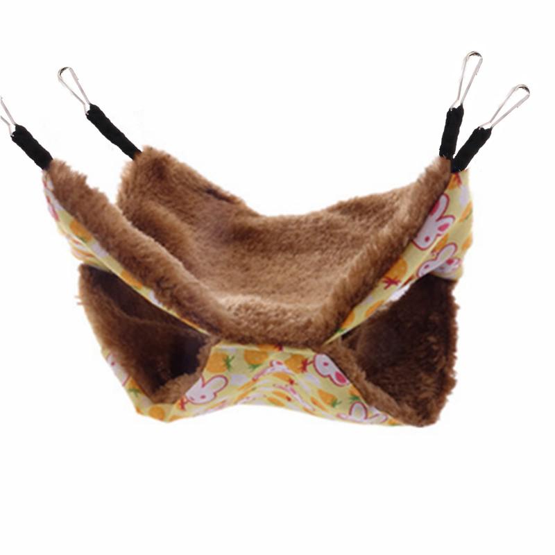 ペットハムスター ハンモック ケージ用寝袋吊り下げ金具付き二層珊瑚 遊び場 ゆったり眠れるソフト 保温対策ハムスター マウスラット鳥オウム等小動物用