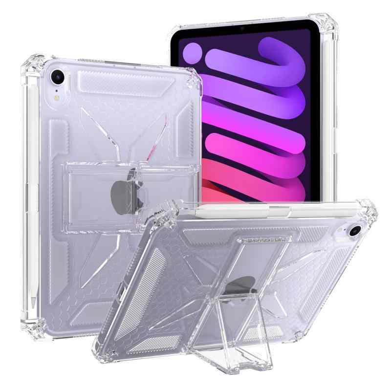 Asgens iPad用クリアケース（ペンシルホルダー/キックスタンド付き）、強化コーナー付きソフトTPU製、耐衝撃性 - クリア