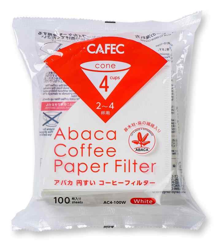 CAFEC 三洋産業 コーヒーフィルター 白 2~4杯用 アバカ 円錐形 100枚入