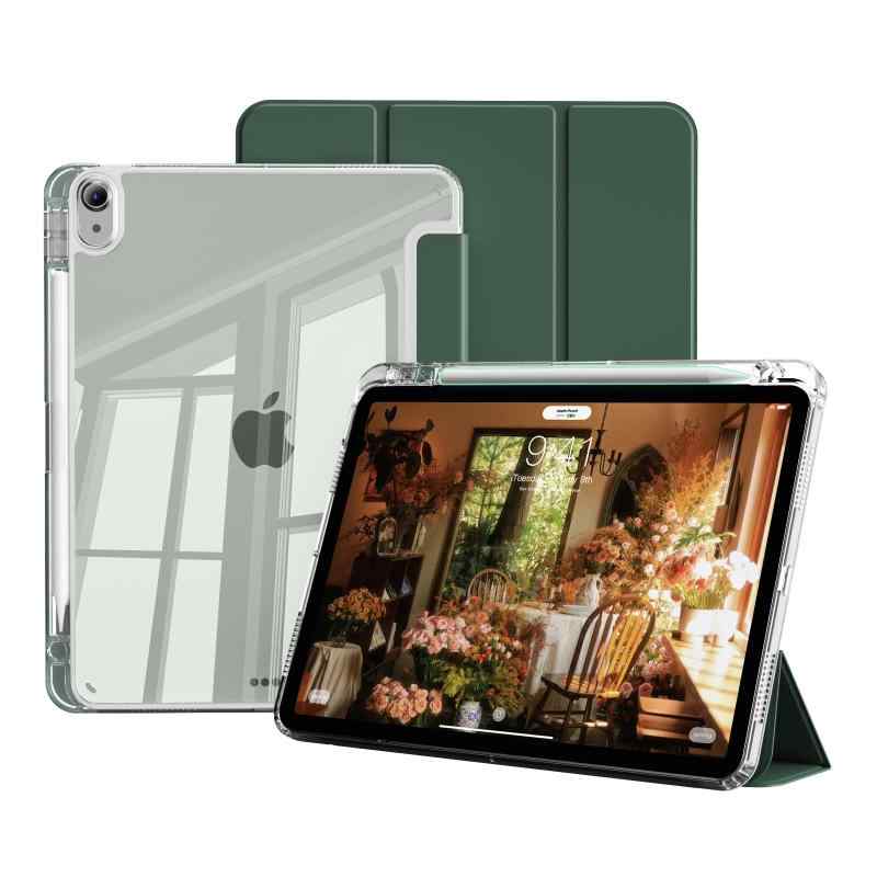 BenQ - JKSML iPad Air 11インチ ケース M3/M2 (2025/2024) /iPad Air 第5世代/第4世代 取り外し可能な透明ケース ペン収納 耐衝撃 三つ折り 高級PU レザー 薄型軽量 良い手触り