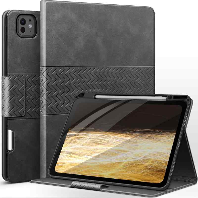 auaua iPad Pro 13インチ ケース (M5/M4) 2025/2024 専用 ペン収納 Pencil Pro/USB-C完全対応 PU レザー 耐衝撃 ひび割れ防止 オートスリープ/ウェーク＆スタンド機能付き 手帳型 カバー