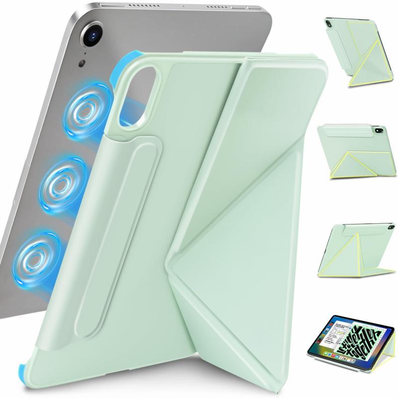 iPad ケース 軽量 超薄型 ペン収納 折りたたみ式 タブレット 角度調整可能 三角構造安定感 スタンド機能 オートスリープ エッジ衝撃保護