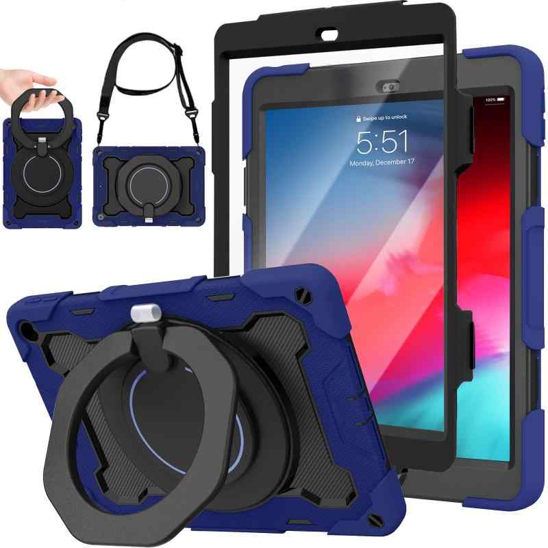 LRCXL iPad 第9世代 2021 / 第8世代 2020 / 第7世代 2019 用ケース 360度回転 耐衝撃 キッズケース スクリーンプロテクター/ペンシルホルダー/ショルダーストラップ付き iPad 10.2インチ用