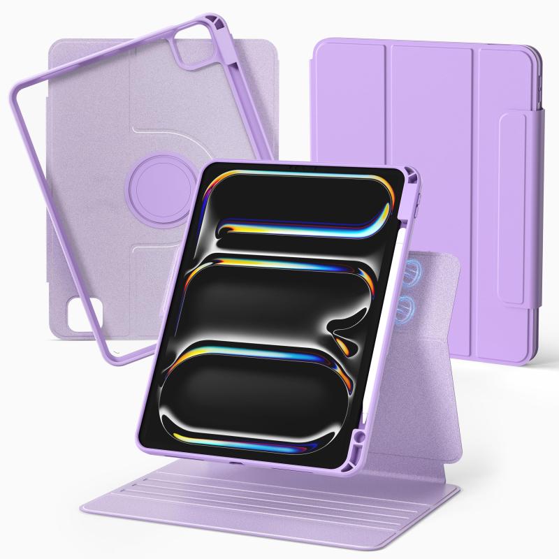 nimin iPad Pro 13インチ ケース 2024 (M4)専用 360度回転 マグネットス吸着式 折りたたみ 角度調整可能 Pencil 対応 衝撃保護 防塵 防水 軽量 薄型ケース
