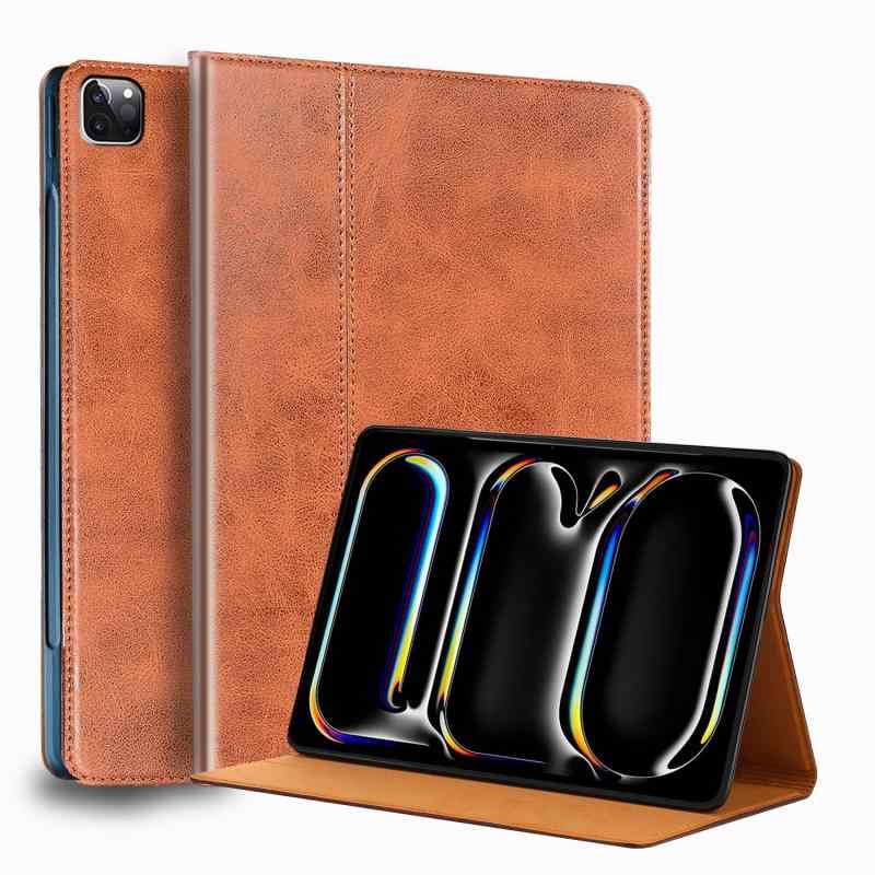 Gexmil for iPad Pro 11 インチ M4 2024 ケース,高級レザー製 アジャスタブルスタンド,衝撃防止 手帳型 保護ケース