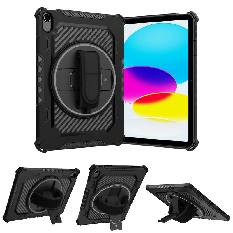 iPad（A16）第11世代/第10世代 対応 ケース 2025/2022年モデル (11インチ/10.9インチ) 耐衝撃 全面保護 ボディガードケース ペンシルホルダー付き 360°回転スタンド ハンド/ショルダーストラップ