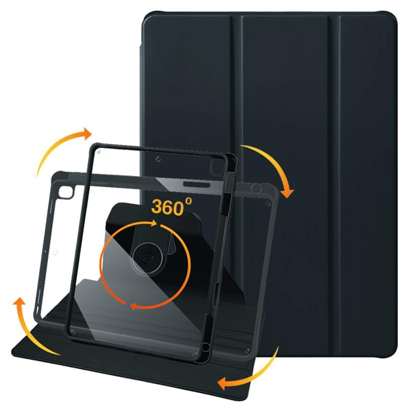 iPad 9 ケース オートスリープ/ウェイク機能対応 Apple Pencil 収納可能 三つ折スタンド スリープ機能 軽量 傷つけ防止 高質PUレザー インチの ブラック