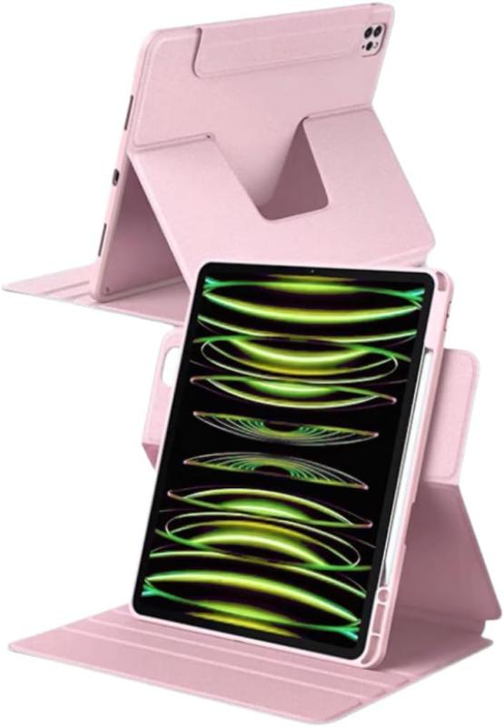 縦置き iPad ケース 360度回転 マグネットス吸着式【キーボード収納可能】分離式 透明カバー ペン収納