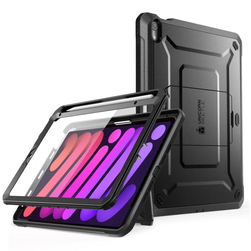 SUPCASE Unicorn Beetle Pro シリーズケース iPad Mini 第6世代 8.3インチ(2021)、Apple 鉛筆充電対応 スクリーンプロテクター内蔵型フルボディ頑丈なキックスタンド保護ケース(2.0)