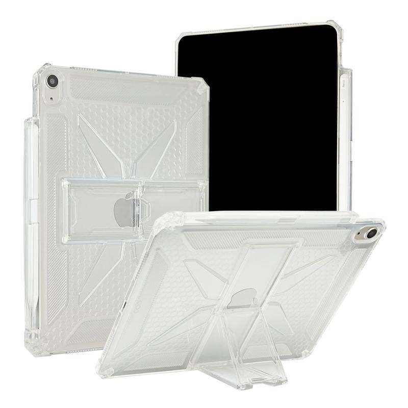 Ryo YXL タブレットケース 対応 iPad Air 11 M2 2024 11 インチ iPad Air 5 Air 4 第5/4世代 10.9 インチ 用 ケース 透明 ペンホルダー付 タッチペン収納 スタンド アイパッド エア 11 5 4 保