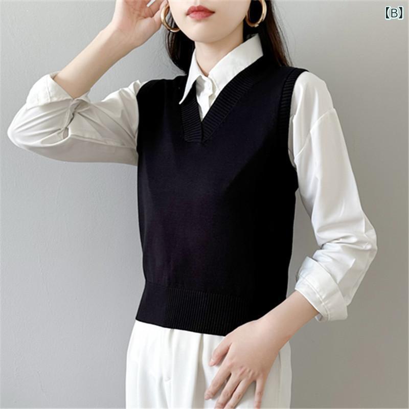 Las mejores dames relajadas camadas de estilo vintage estilo coreano chicky north slide vestido en la parte de abajo primavera otoño top casual simple cubierta corporal de uso habitual salir — vista 3