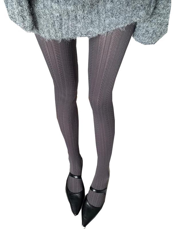 [Furidom] タイツ レディース 15～25℃防寒保温 立体編み 毛玉が出来にくい 透けない パンティストッキング 柔らかい ロリータ 伸縮性 着圧レギンス 可愛い 美脚 春秋