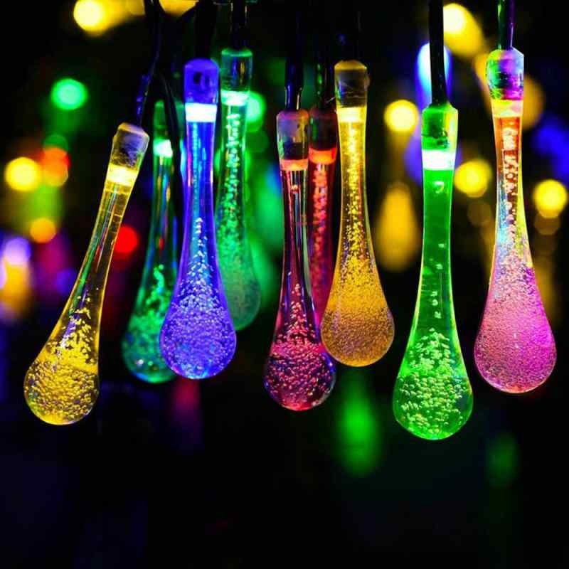 TEBOCR ウォータードロップフレット ソーラーストリングライト 屋外 16フィート LED20個 マルチカラー 防水 ソーラーパワー フェアリーライト 8モード 装飾ライト パティオ 庭 庭 フェンス ウェ