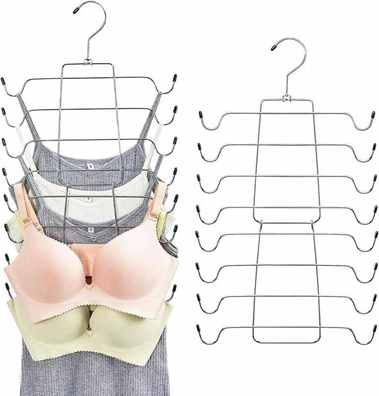 Lakymisy ブラジャーハンガー 8連 2本セット 衣類 ブラ キャミソール 収納ラック 下着ハンガー 多機能 物干しハンガー ランジェリー掛けラック ネクタイ ベルト スカーフ 小物収納 洗濯用 便利