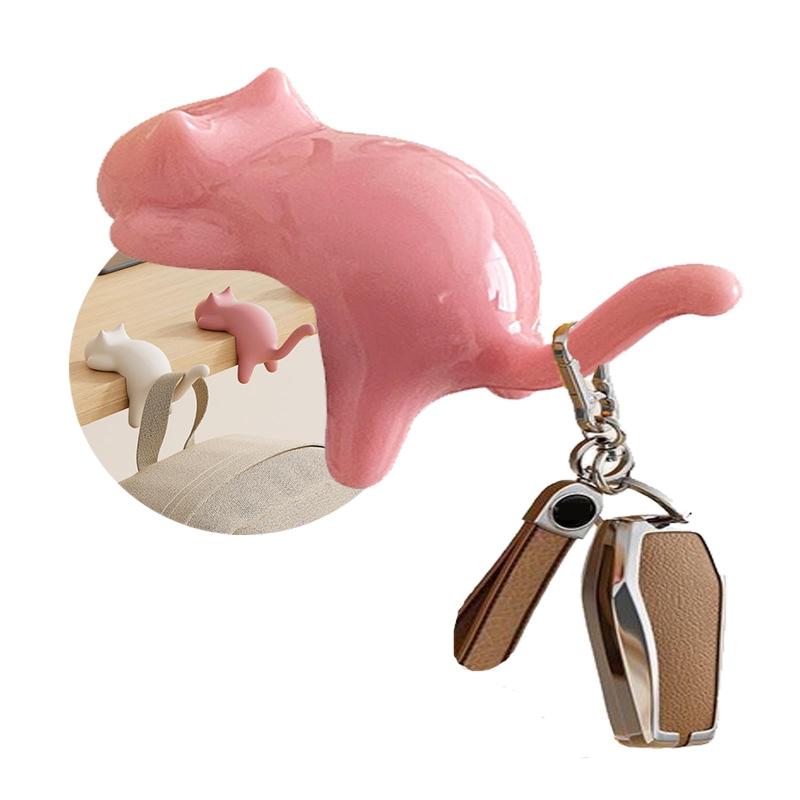 猫型 テーブルフック カバン掛け かわいい ネコデザイン バッグハンガー コンパクト フック 取付簡単 ..