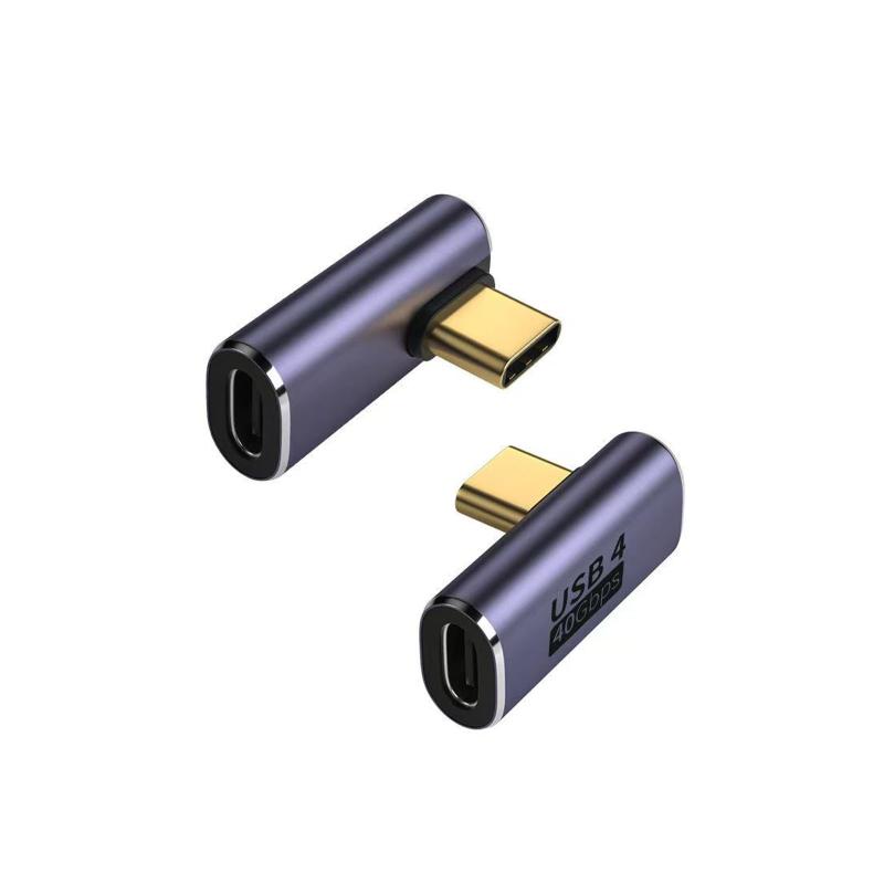 Type C 変換 アダプター 左右90° 曲げセット PD 100W急速充電 40Gbps高速データ転送 8K@60Hz映像出力 L字タイプ type-c 度 オス -メス usb-c コネクター 、Mac Book 、Nintendo Switch、