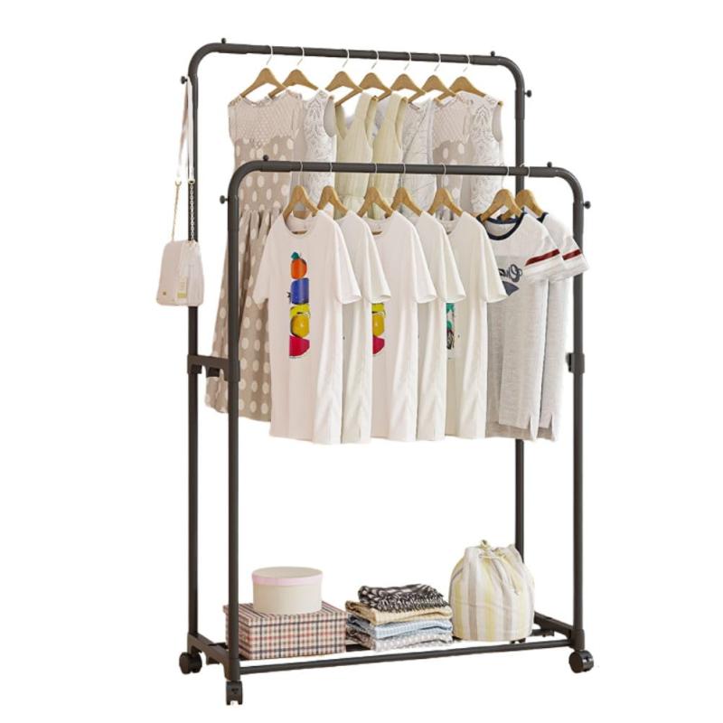 D.Stomo ハンガーラック キャスター付き ダブルハンガーラック ちょいがけ ちょい置き 無駄なし設計 幅..