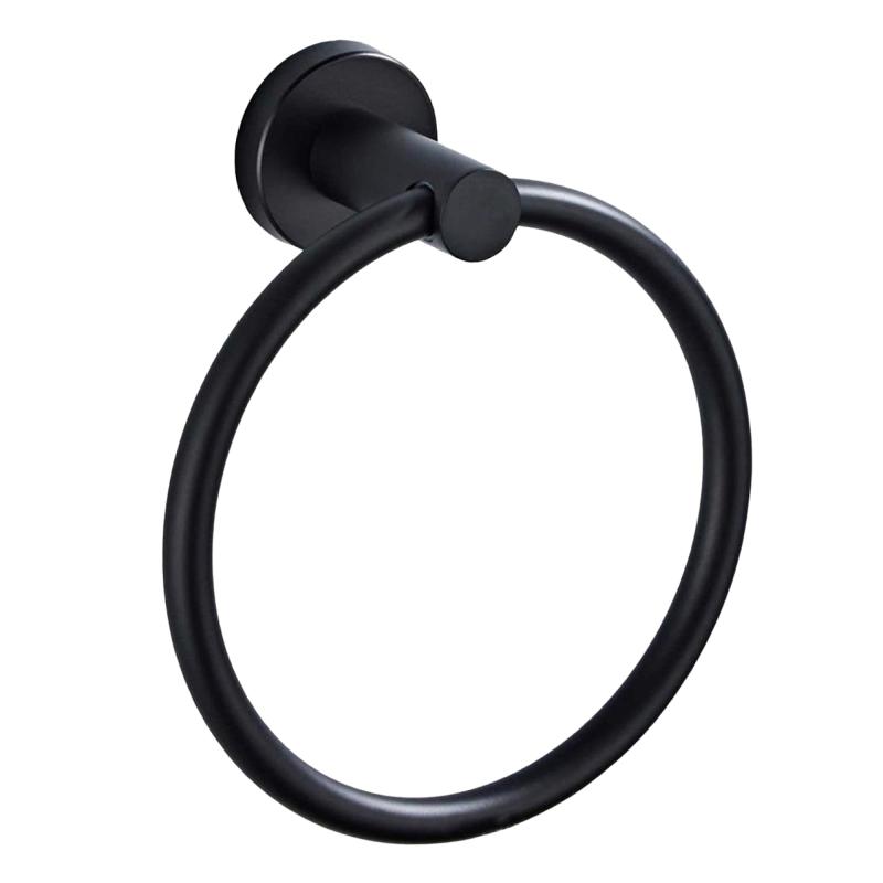タオル掛け タオルハンガー タオルかけ たおるかけ タオルホルダー タオルリング 洗面所 トイレ キッチン ステンレス 壁付け 石膏ボード 【取り付けネジ付き】 黒