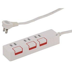 オーム電機 6口タップ雷