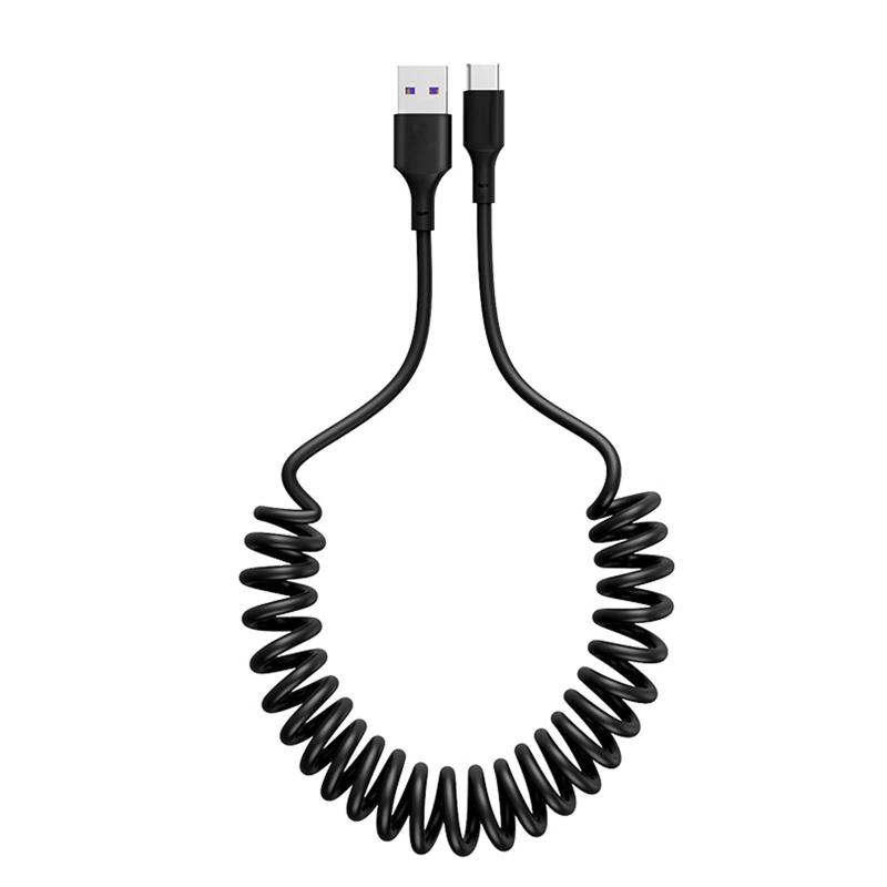 ALLVD USB C ケーブル 最大3A急速充電 タイプC ケーブル 伸縮自在 USB2.0データ転送 コイル型 PU素材 高耐久性 USB C コード Type-C機器0.4Mから1Mまで 伸びる 対応 Ga-la-xy/iP-ad Pro/iP-a(2.0)