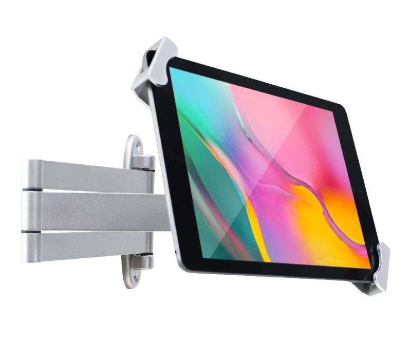 折りたたみ式タブレット壁掛けホルダー 調節可能なアームスイベルと盗難防止セキュリティロックとキー、マルチアングルブラケット、ほとんどの8~10.1インチのブラケット、iPad Air、10.2&