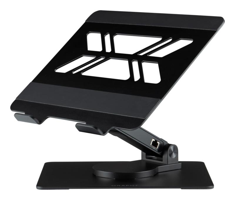 GRAPHT ノートパソコンスタンド ドッキングステーション 9in1 17インチ対応 耐荷重5kg ハブ ラップトップスタンド 折りたたみ 小型 卓上 持ち運び 無段階高さ角度調整 回転 USB-A 3.0 HDMI 4K/60Hz対応