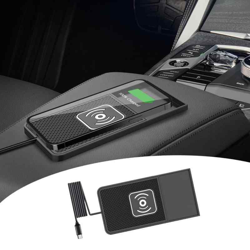 AUSTYLCO 車載ワイヤレス充電器 車 ワイヤレス充電 ワイヤレス充電 車用ワイヤレス充電パッド 車の充電器 車のダッシュボード滑り止めマット 片手操作 ワンタッチ ワイヤレス充 158mm*80mm iPhone