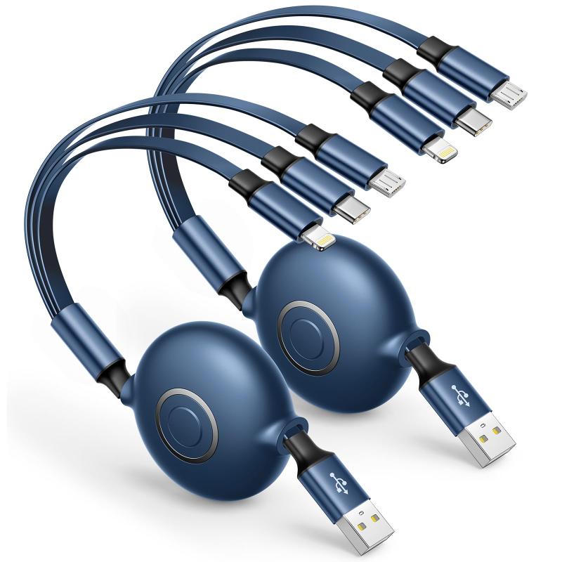 Yosou 充電ケーブル 3in1 巻き取り式 USBケーブル マルチ スマホ充電ケーブル iPhone Type C Micro USB 対応