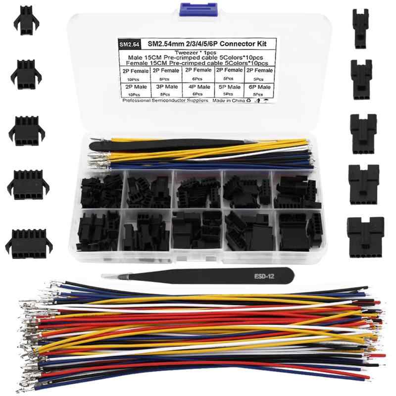 BEHOSHI JST SM コネクターケーブルキット 2.54mm オス/メスコネクタ SM端子 22AWG 圧着済みケーブル付き 5色 150mm 2ピン 3ピン 4ピン 5ピン 6ピン ハウジング JST アダプター