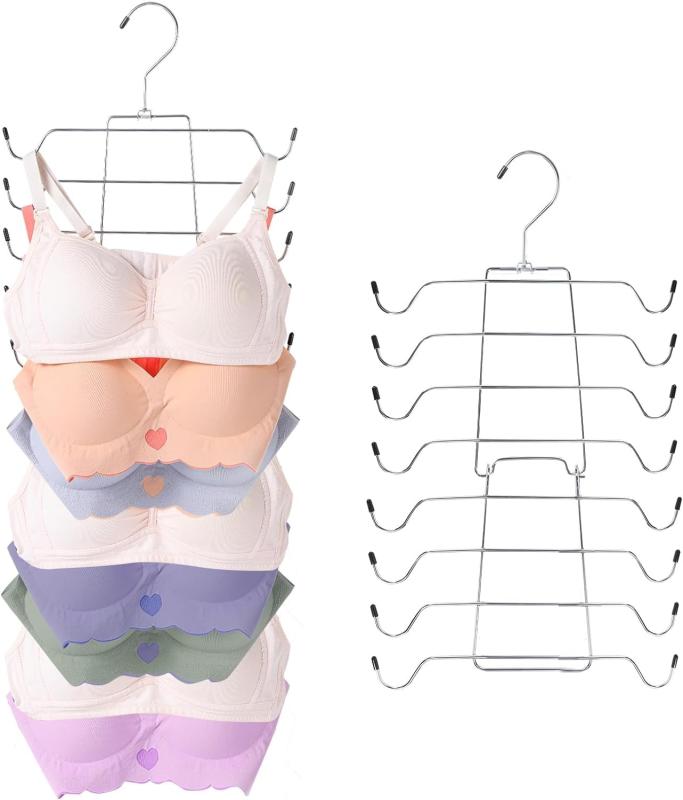 siawadeky ブラジャー収納ラック 2個セット 8連 ブラジャーハンガー 折りたたみ式 下着収納 下着ハンガー 多機能 ネクタイハンガー 吊り下げ収納ハンガー 物干しハンガー キャミソール収納 ラ