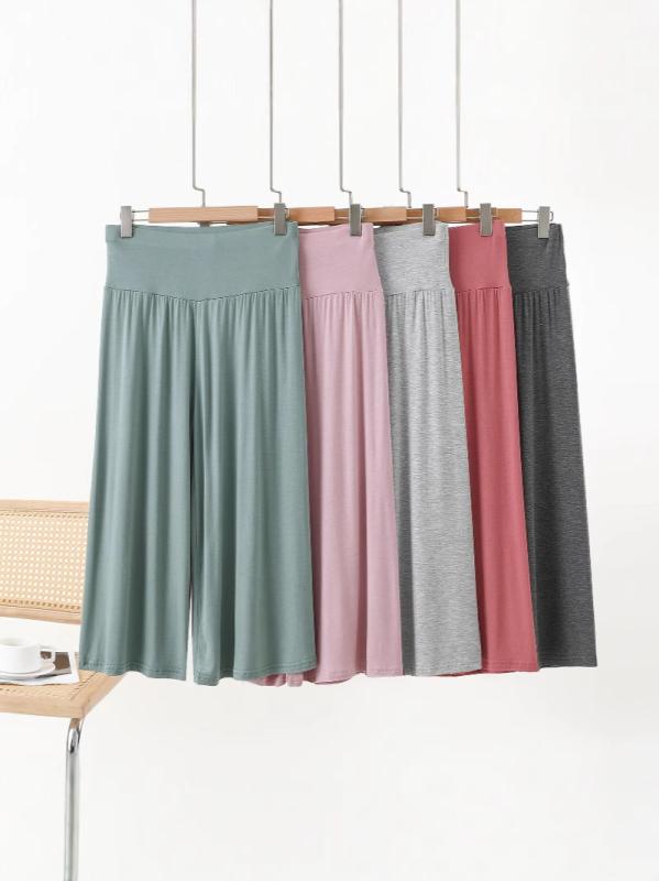 パンツ レディース 7分丈 ワイドパンツ モダール 高 Toray rayon pants Relaxed fit ヨガ 普段使い カジュアル 薄手 春夏 ブラック 黒