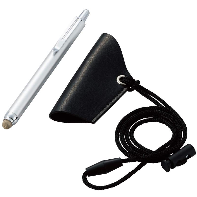 エレコム タッチペン ストラップ付 ノック式 【スマホ/タブレット用】 導電繊維タイプ(2.0)