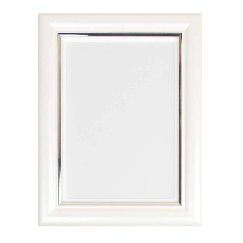 遺影 ホワイト 白色 額縁 肖像額 葬儀用キャビネ判写真 透明ガラス ネクタイスタンド立て 2L版写真